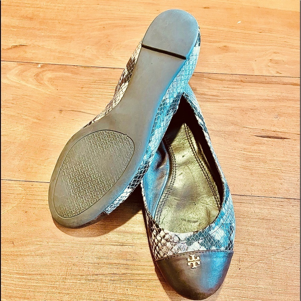 Tory Burch Python Embossed Leather Ballet Shoes 6M - Picture 5 of 7